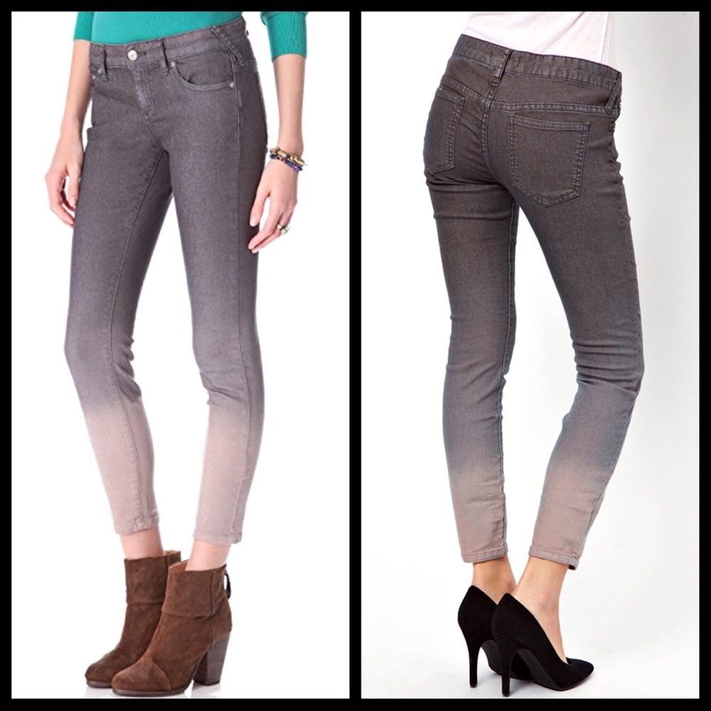 Free People gray white ombré skinny crop jeans